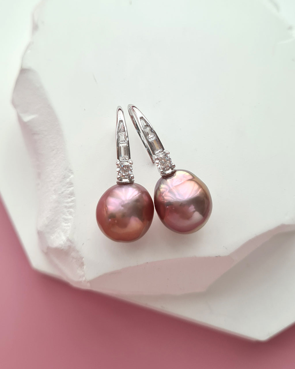 Metallic Purple Edison Pearl Drop Earrings