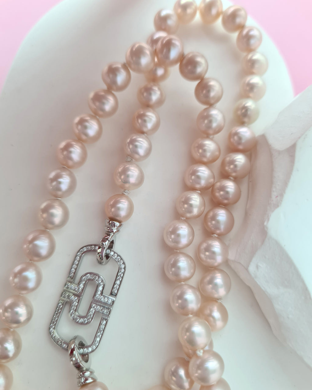 Metallic Pinkish Gold Pearl Strand Necklace Pearl Jewelry in Singapore