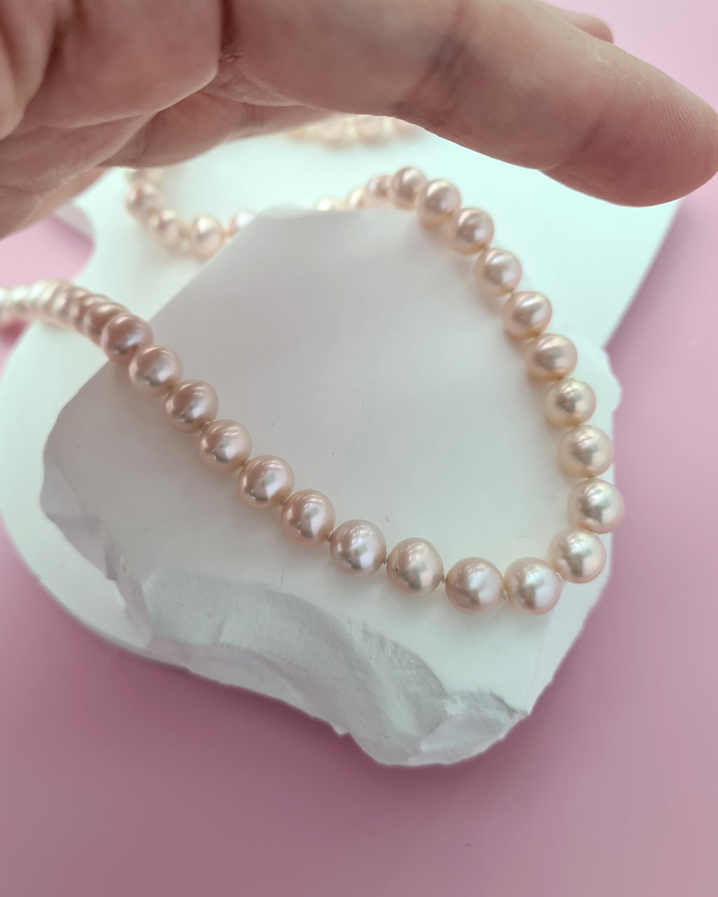 Metallic Pinkish Gold Pearl Strand Necklace Pearl Jewelry in Singapore