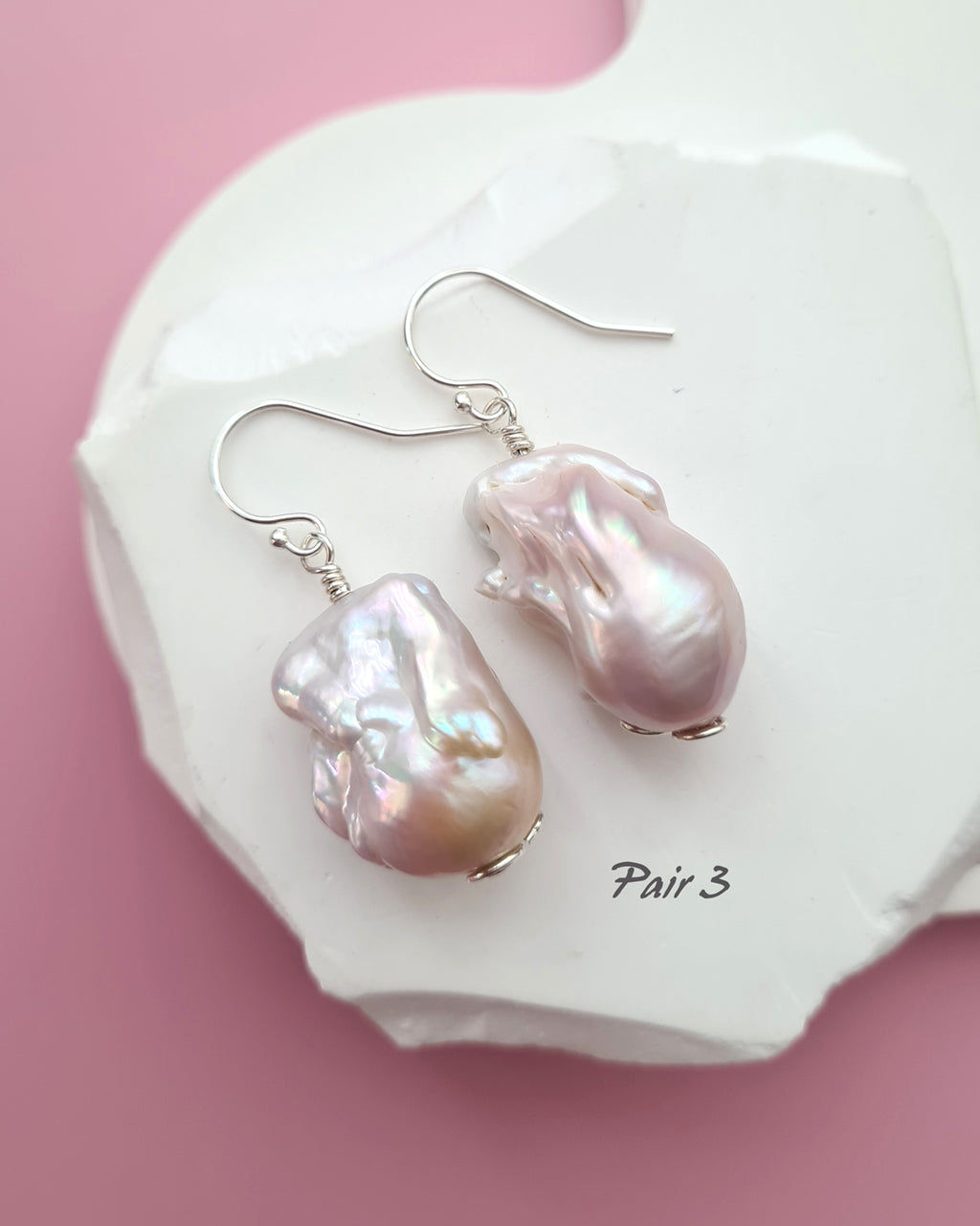 Light Pastel Baroque Pearl Silver Earrings - Simple Sterling Silver Pearl Jewelry in Singapore