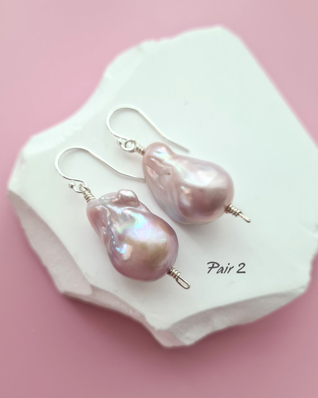 Light Pastel Baroque Pearl Silver Earrings - Simple Sterling Silver Pearl Jewelry in Singapore