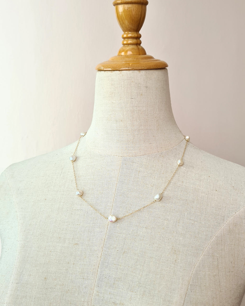 Freshwater Keshi Pearl Floating Pearl Necklaces, Handcrafted pearl jewelry in Singapore