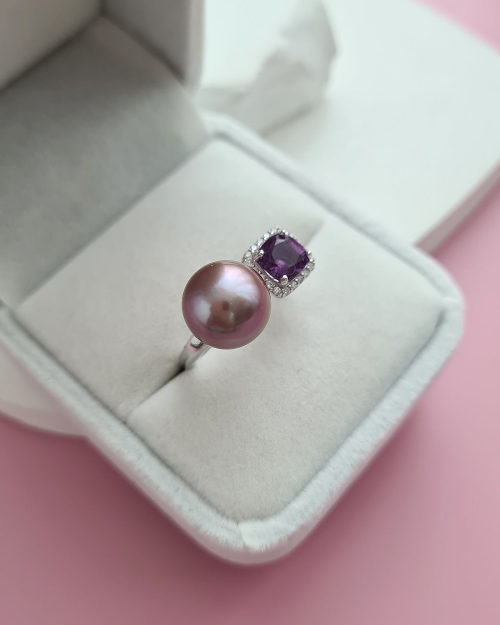 Purple Edison Pearl Open Ring - Amethyst Pearl Jewelry in Singapore