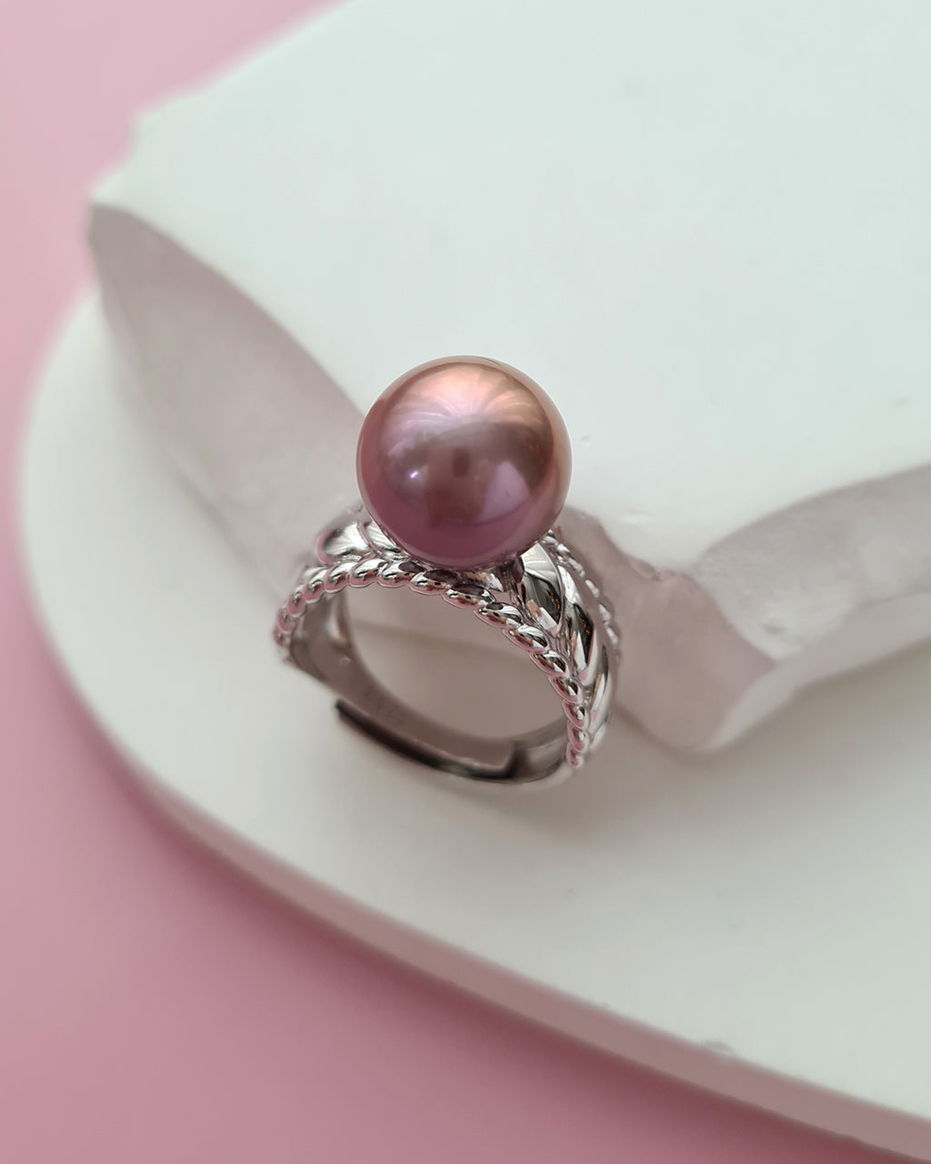Purple Edison Pearl Ring, Handmade Pearl Jewelry in Singapore