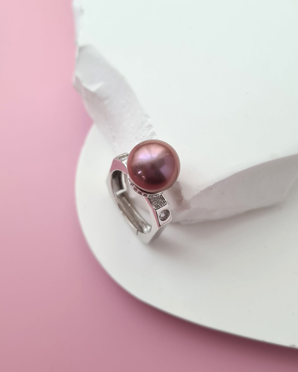 Purple Freshwater Edison Pearl Cocktail Ring - Square Sterling Silver Ring