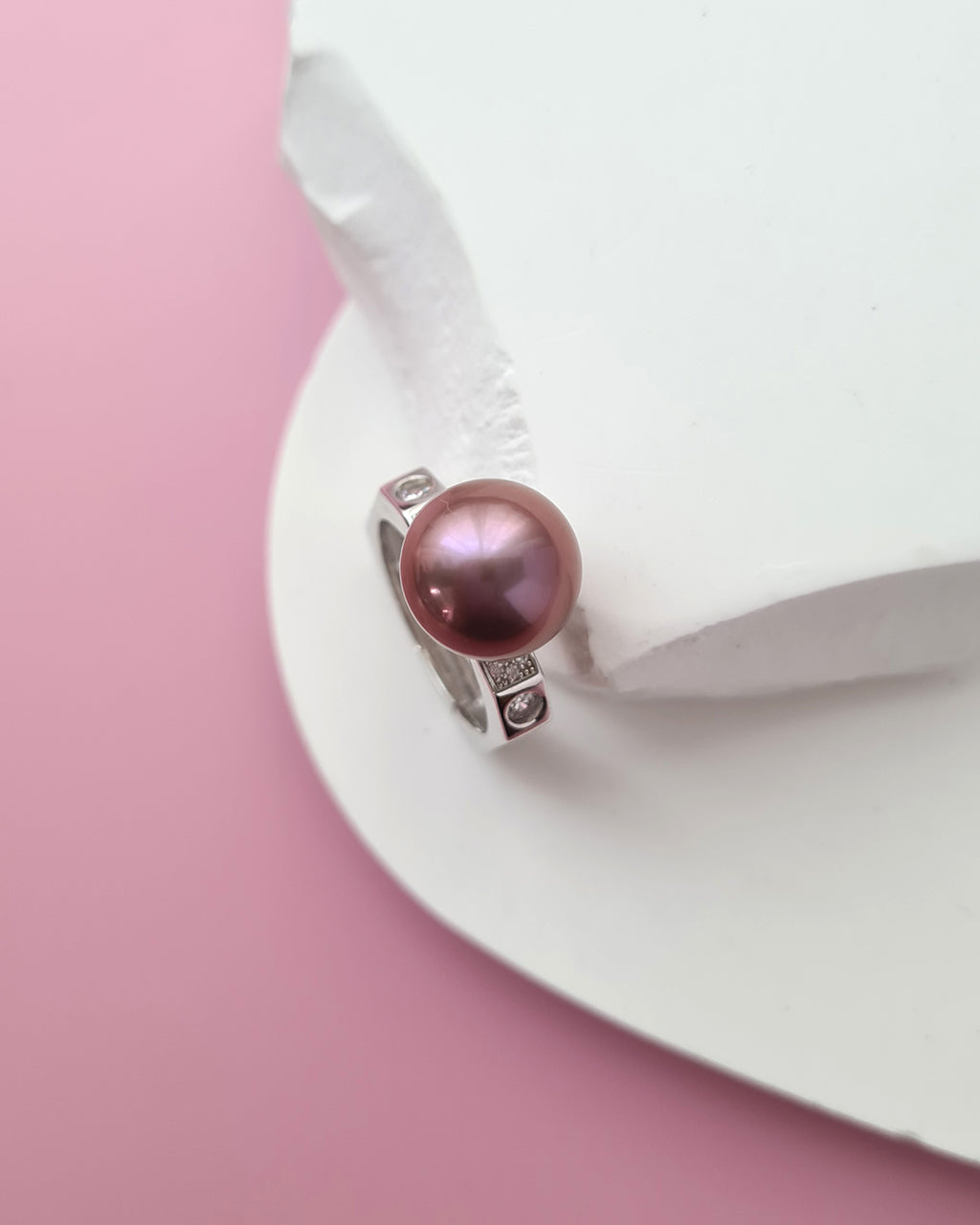 Purple Freshwater Edison Pearl Cocktail Ring - Square Sterling Silver Ring