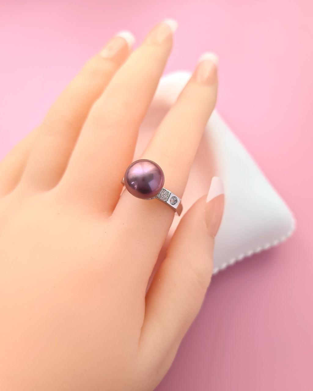 Purple Freshwater Edison Pearl Cocktail Ring - Square Sterling Silver Ring