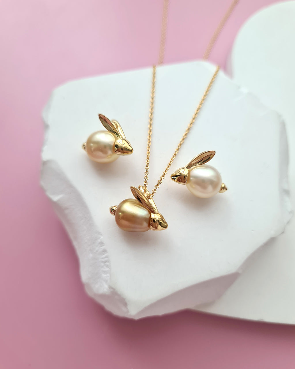 South Sea Pearl Necklace - Cute Rabbit Pearl Necklace Handmade in Singapore