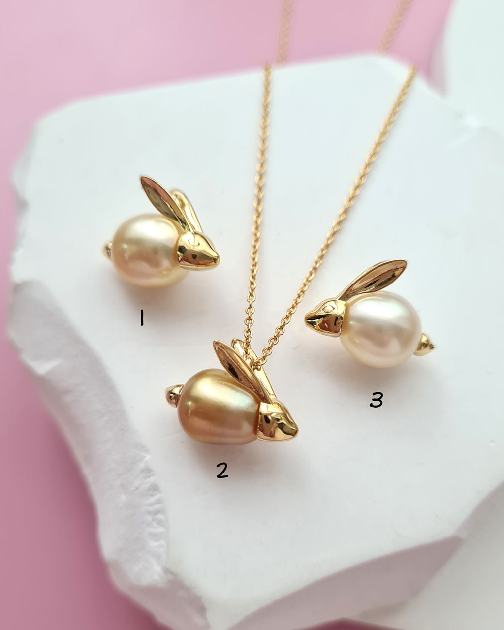 South Sea Pearl Necklace - Cute Rabbit Pearl Necklace Handmade in Singapore