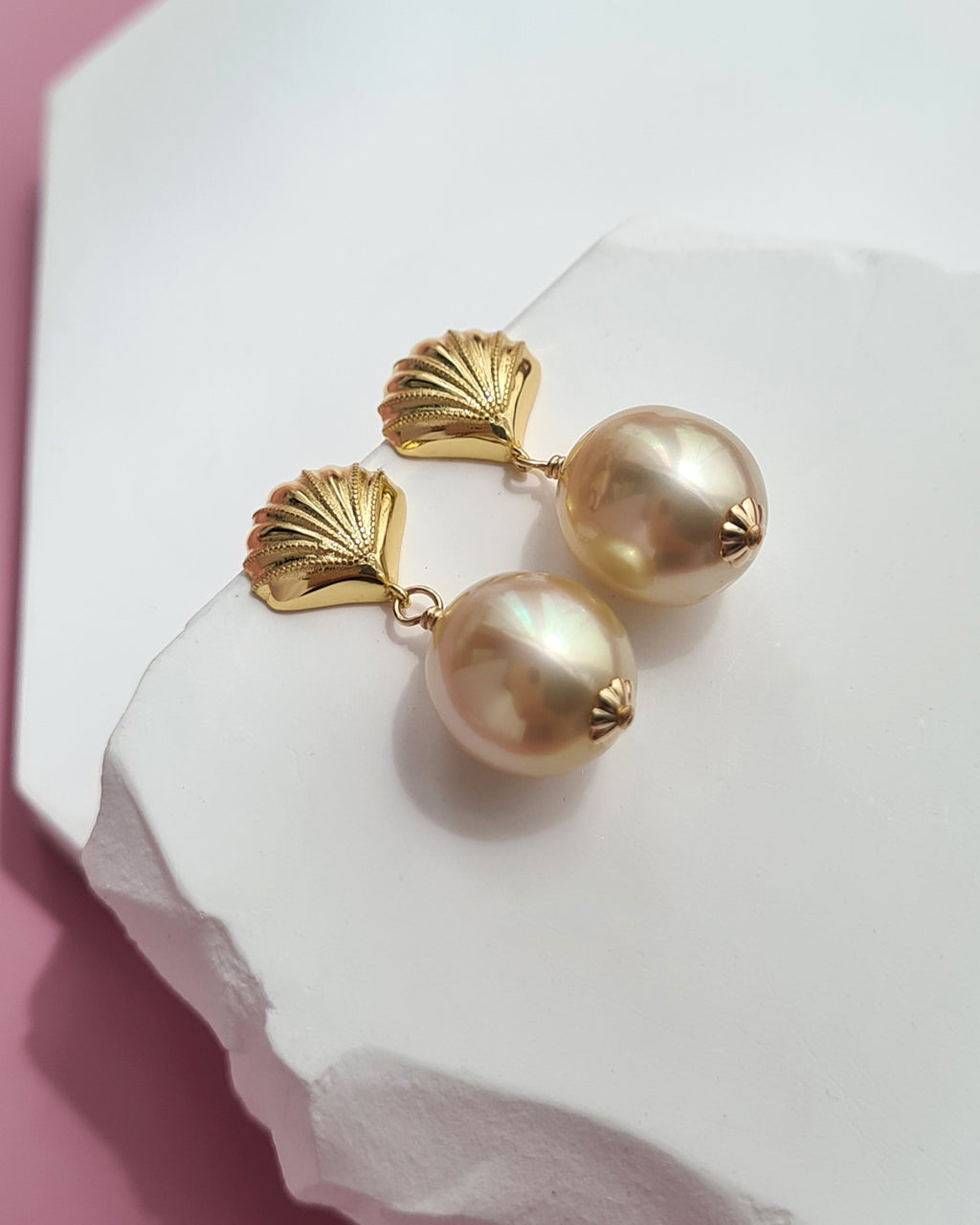 South Sea Pearl Earrings - Sea Shell, Modern Pearl Jewelry in Singapore