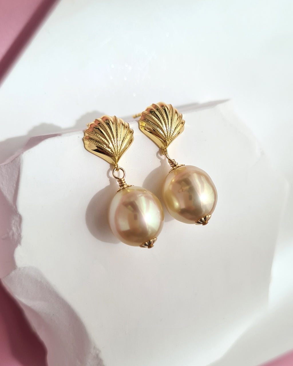 South Sea Pearl Earrings - Sea Shell, Modern Pearl Jewelry in Singapore