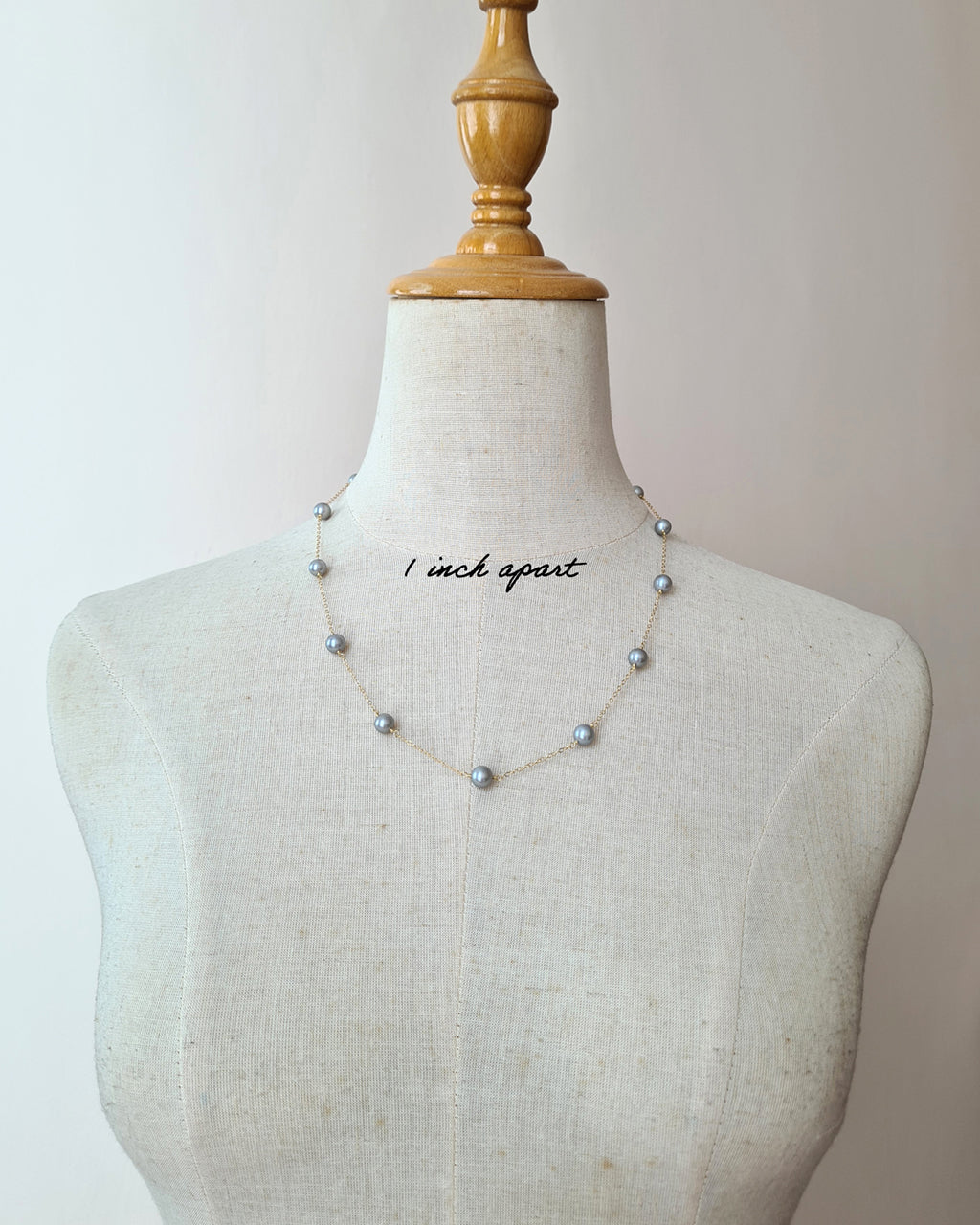 Silver Blue Akoya Pearl Floating Pearl Necklace, Timeless Pearl Jewelry in Singapore