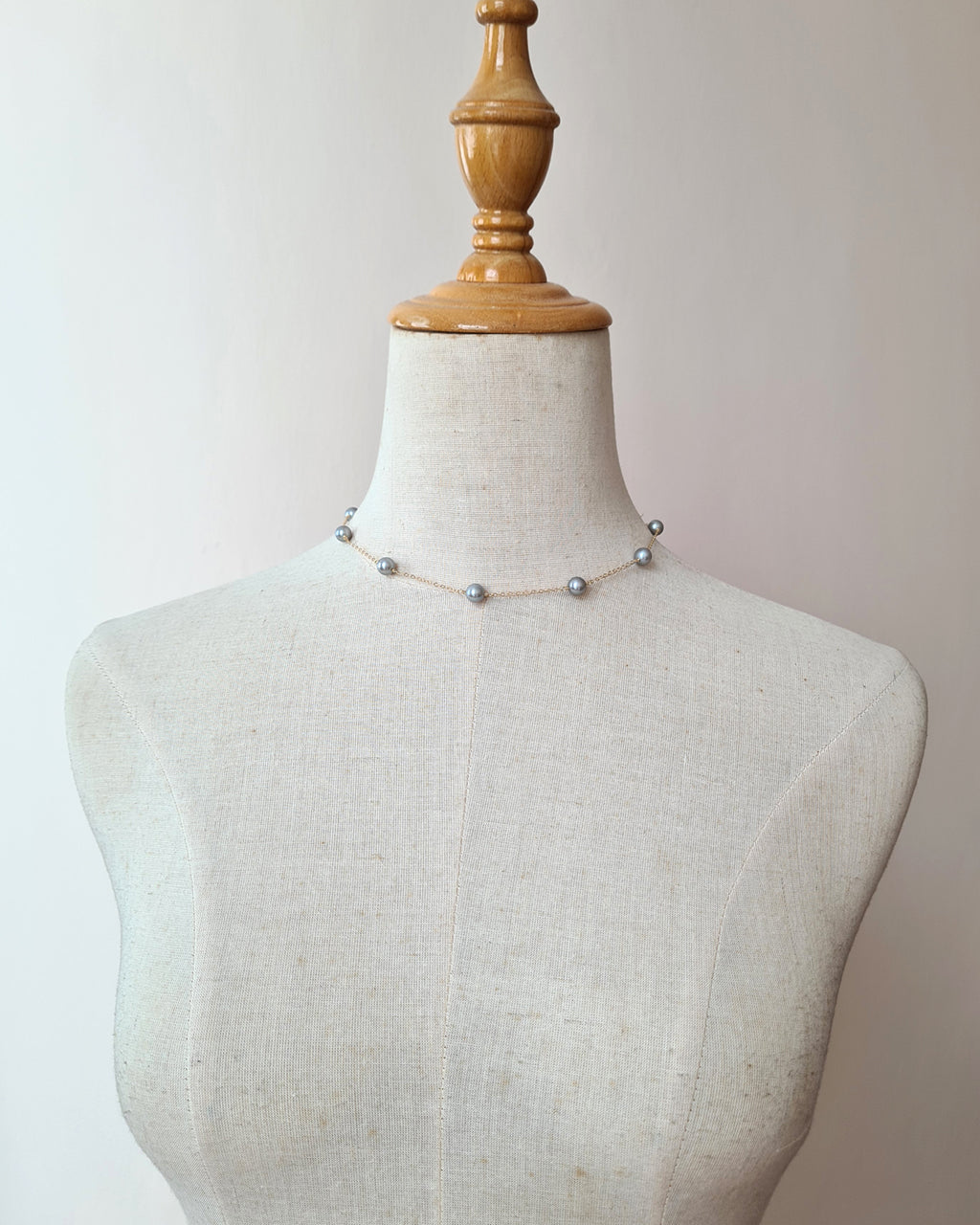 Silver Blue Akoya Pearl Floating Pearl Necklace, Timeless Pearl Jewelry in Singapore