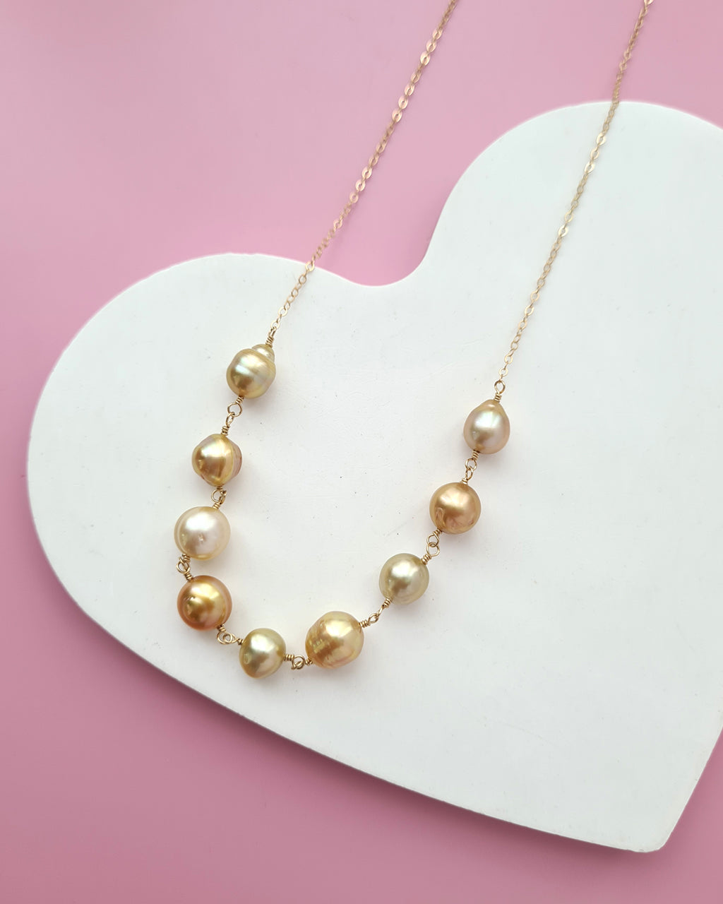 South Sea Baroque Pearl Necklace, Floating Pearl Necklace