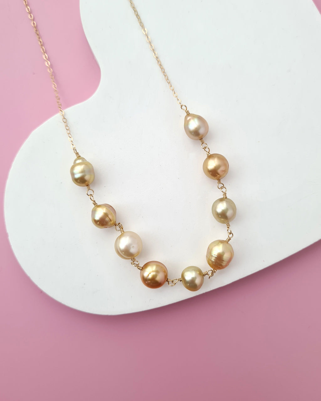 South Sea Baroque Pearl Necklace, Floating Pearl Necklace