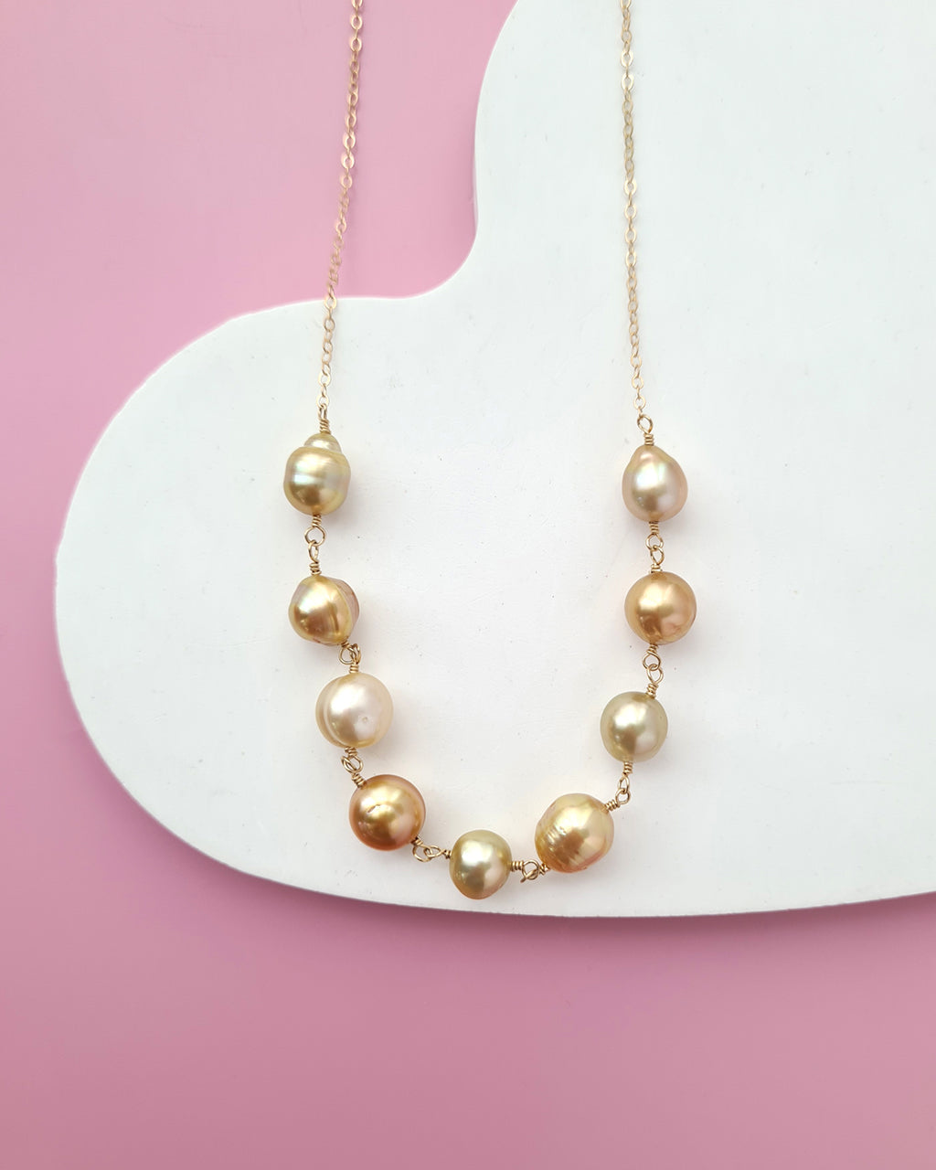 South Sea Baroque Pearl Necklace, Floating Pearl Necklace