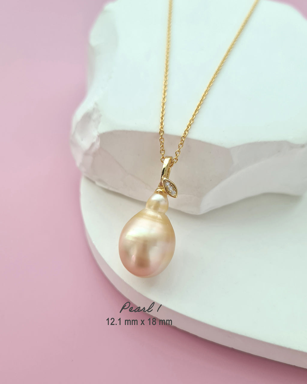 Gold South Sea Pearl Necklace - Pear Pearl Pendant, Handcrafted in Singapore