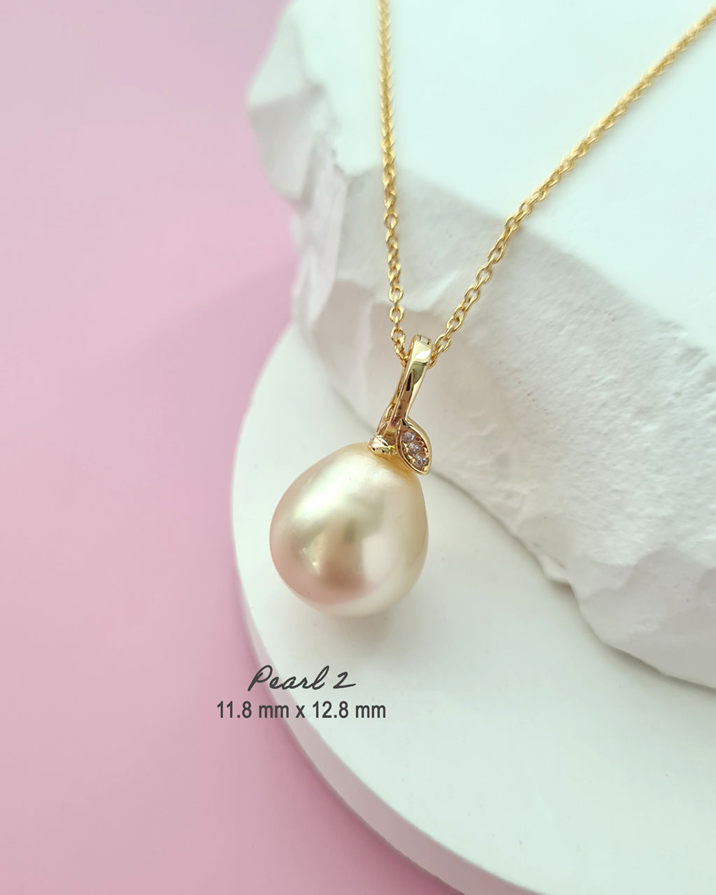 Gold South Sea Pearl Necklace - Pear Pearl Pendant, Handcrafted in Singapore