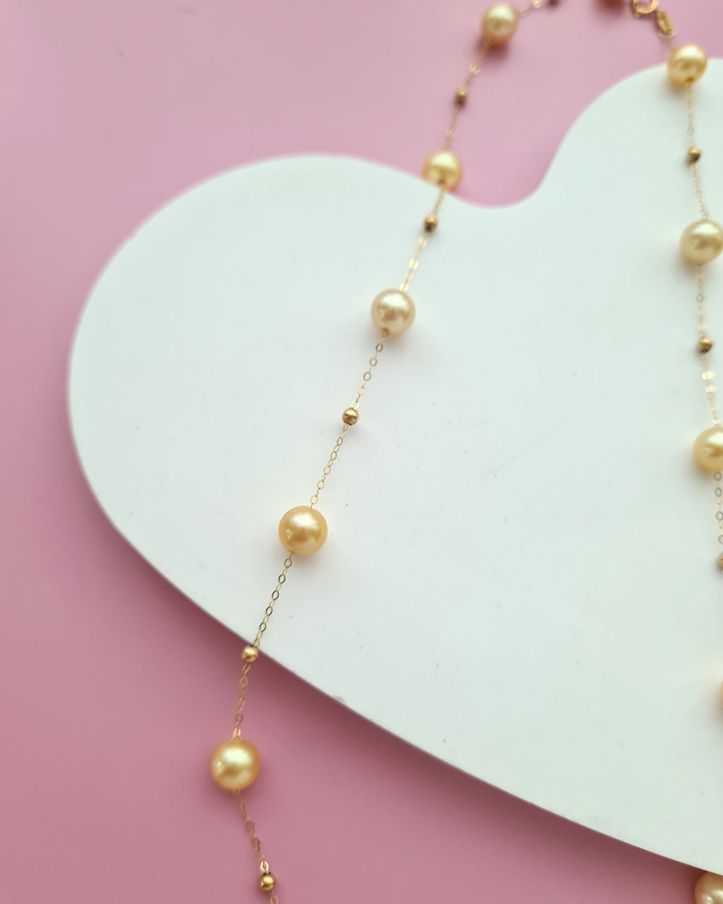 South Sea Pearl Floating Station Necklace - 18k Gold Pearl Jewelry in Singapore