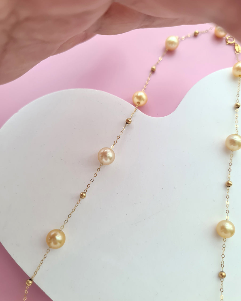 South Sea Pearl Floating Station Necklace - 18k Gold Pearl Jewelry in Singapore