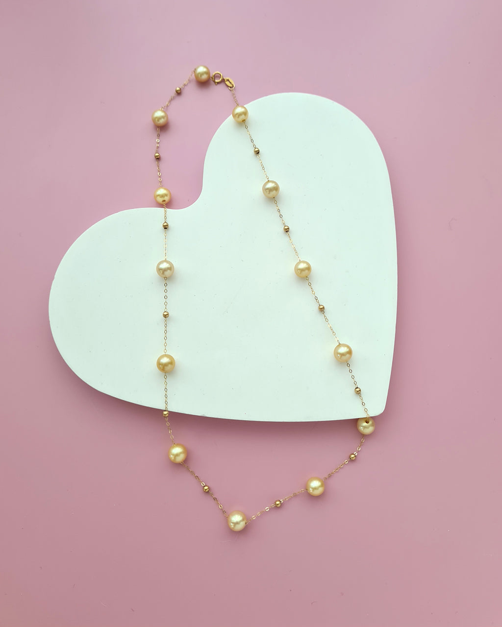 South Sea Pearl Floating Station Necklace - 18k Gold Pearl Jewelry in Singapore