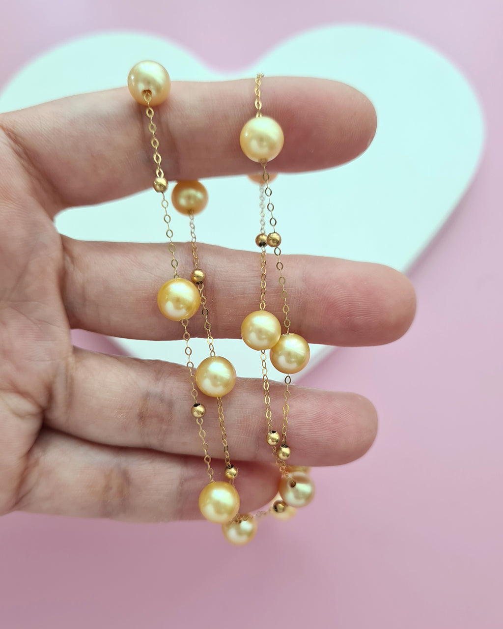 South Sea Pearl Floating Station Necklace - 18k Gold Pearl Jewelry in Singapore