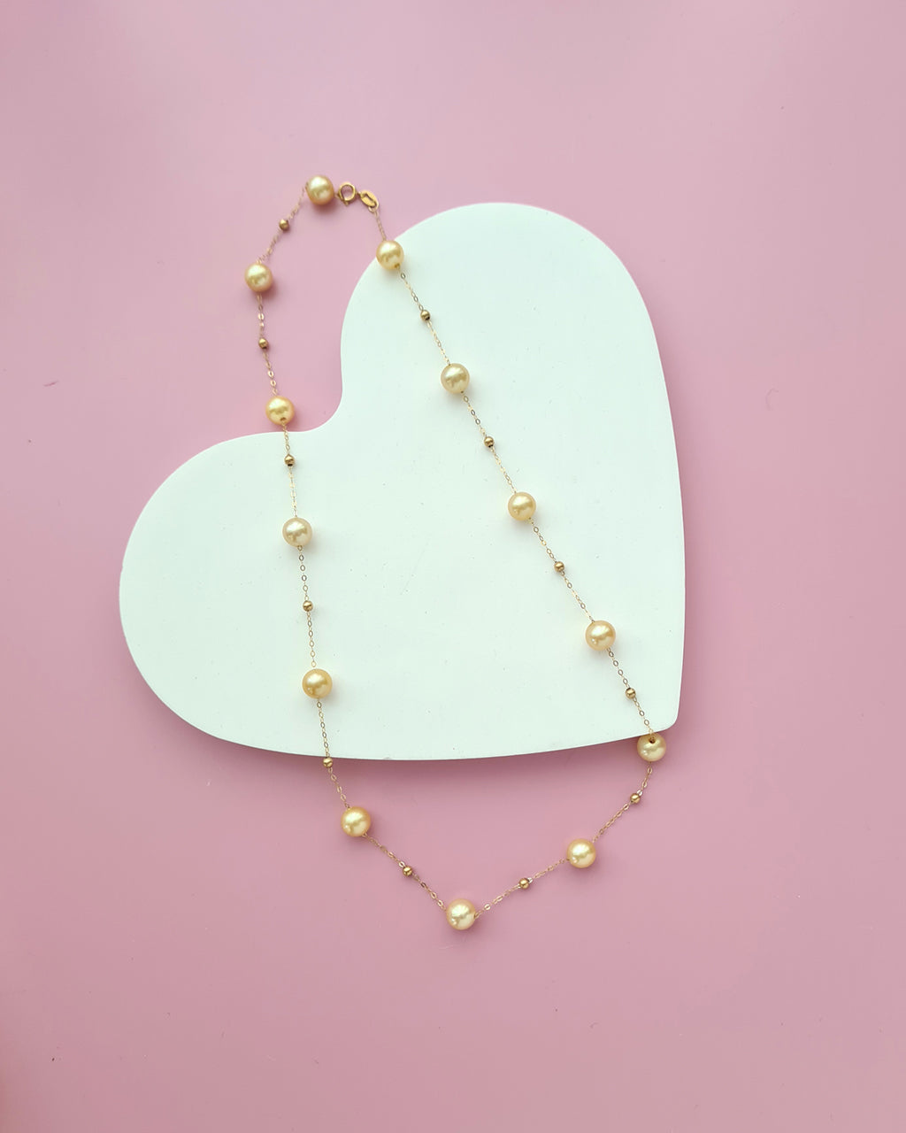 South Sea Pearl Floating Station Necklace - 18k Gold Pearl Jewelry in Singapore