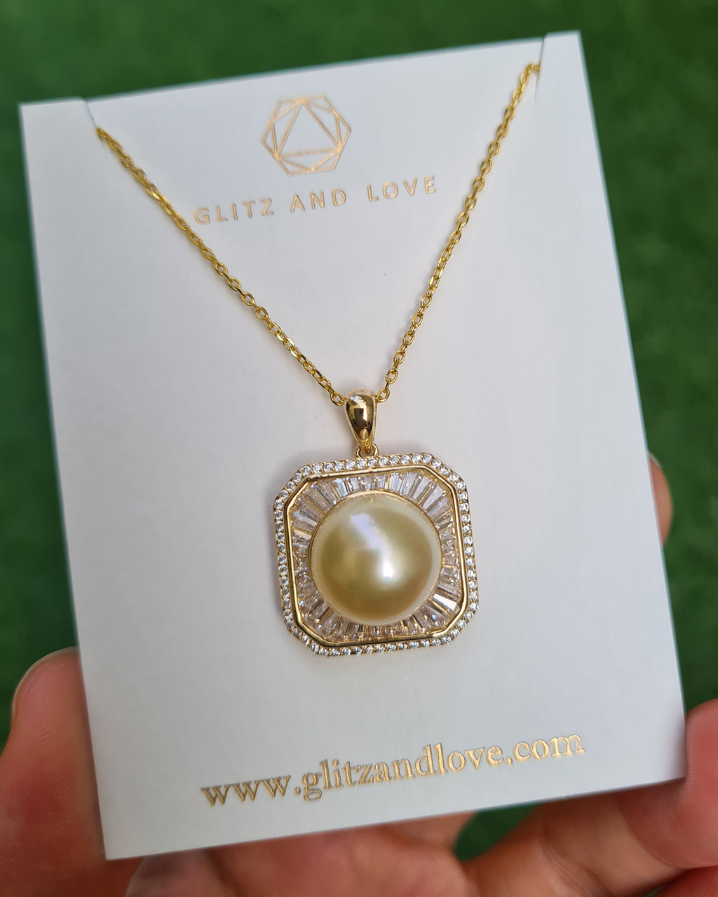 Champagne  Gold South Sea Pearl Pendant Necklace | Seawater Pearl Jewelry Gifts for Her 