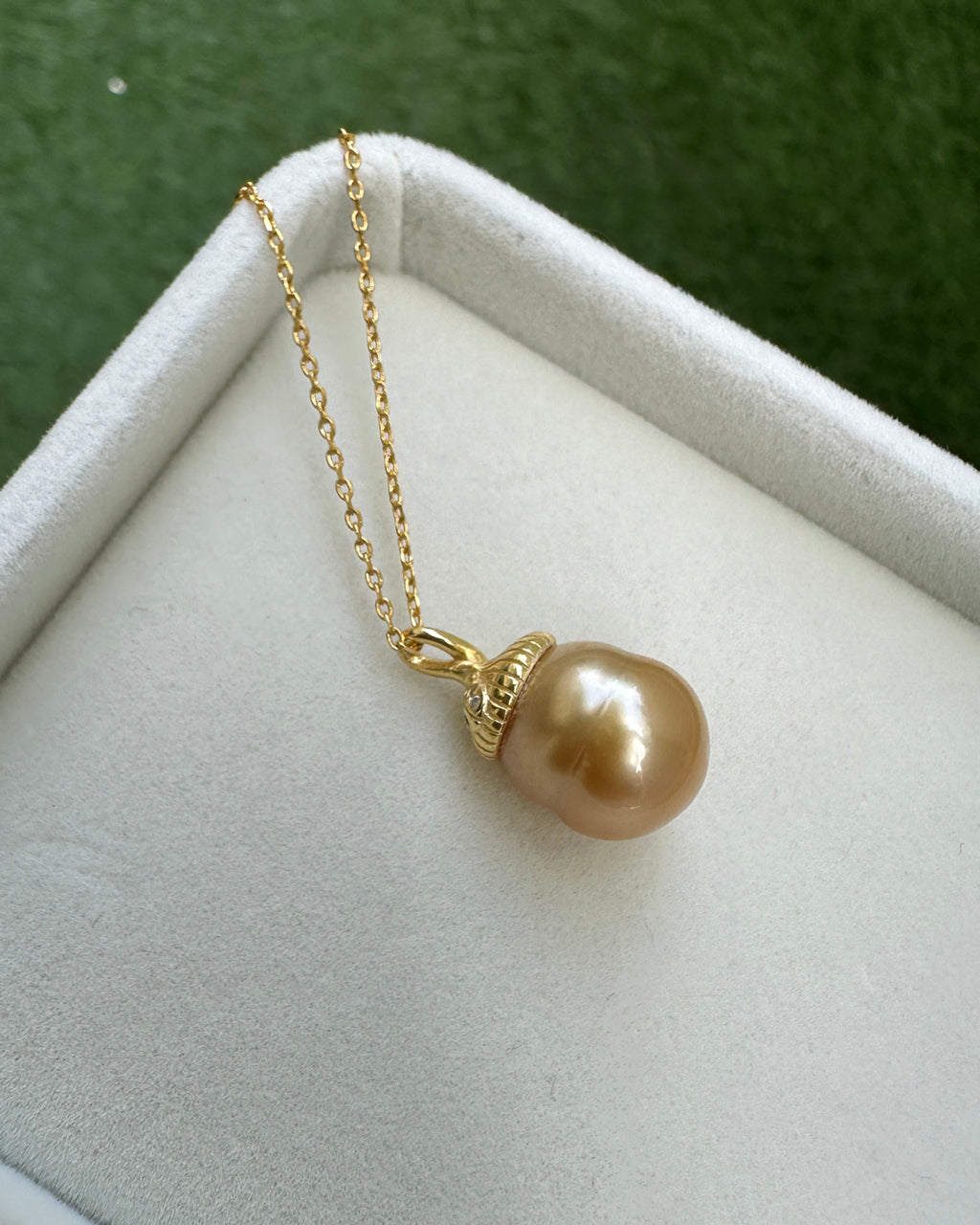 South Sea Pearl Pendant Necklace - 11mm+ Acorn Nut Cute Pearl Jewelry 