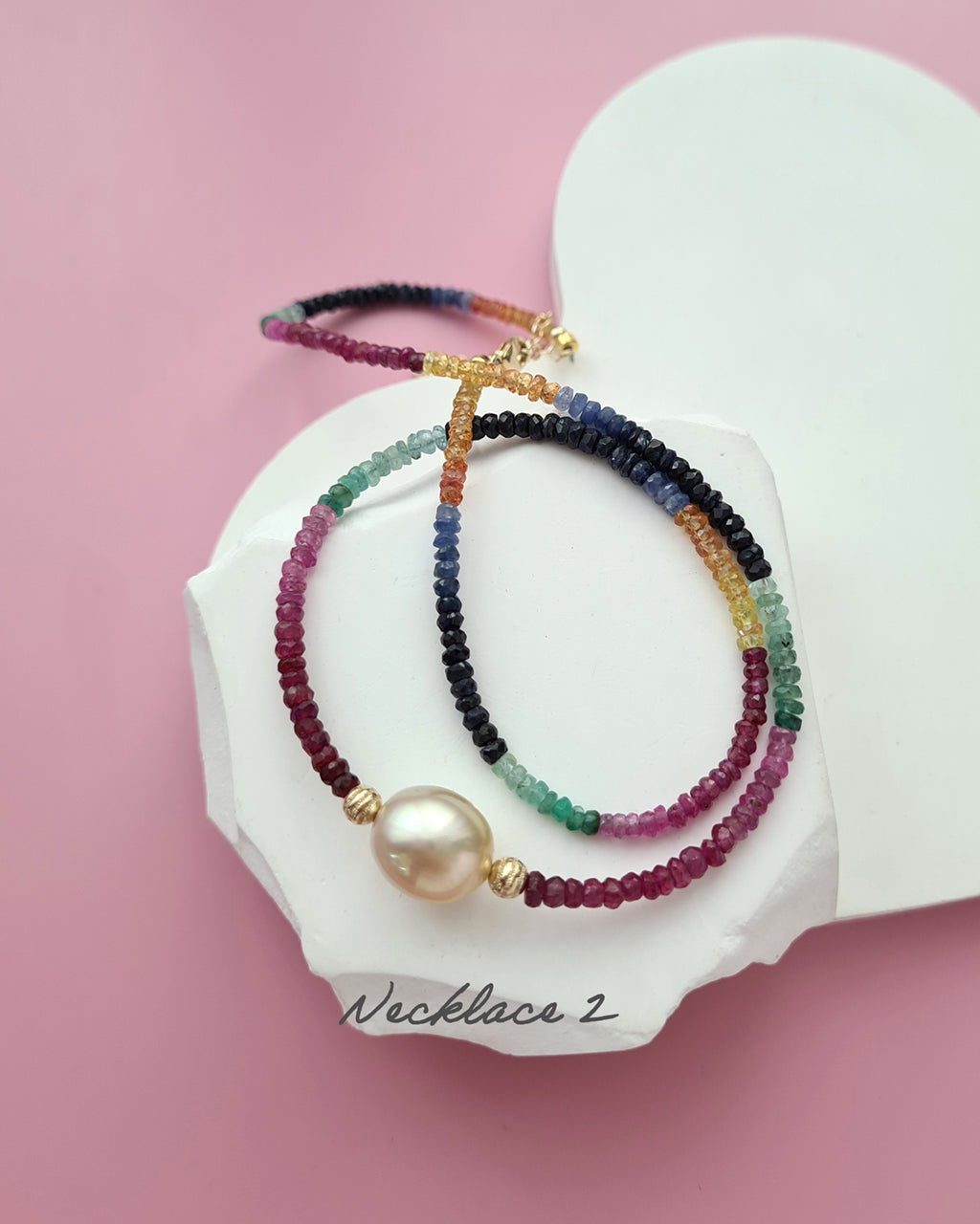 South Sea Pearl Necklace - Sapphire, Emerald and Ruby Handmade Pearl Jewelry in Singapore