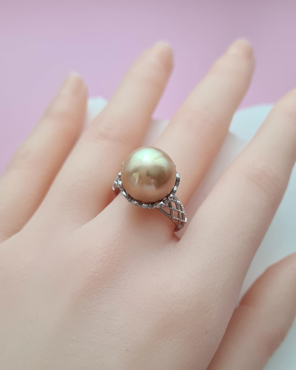 South Sea Pearl Ring - Statement Cocktail Ring in Singapore