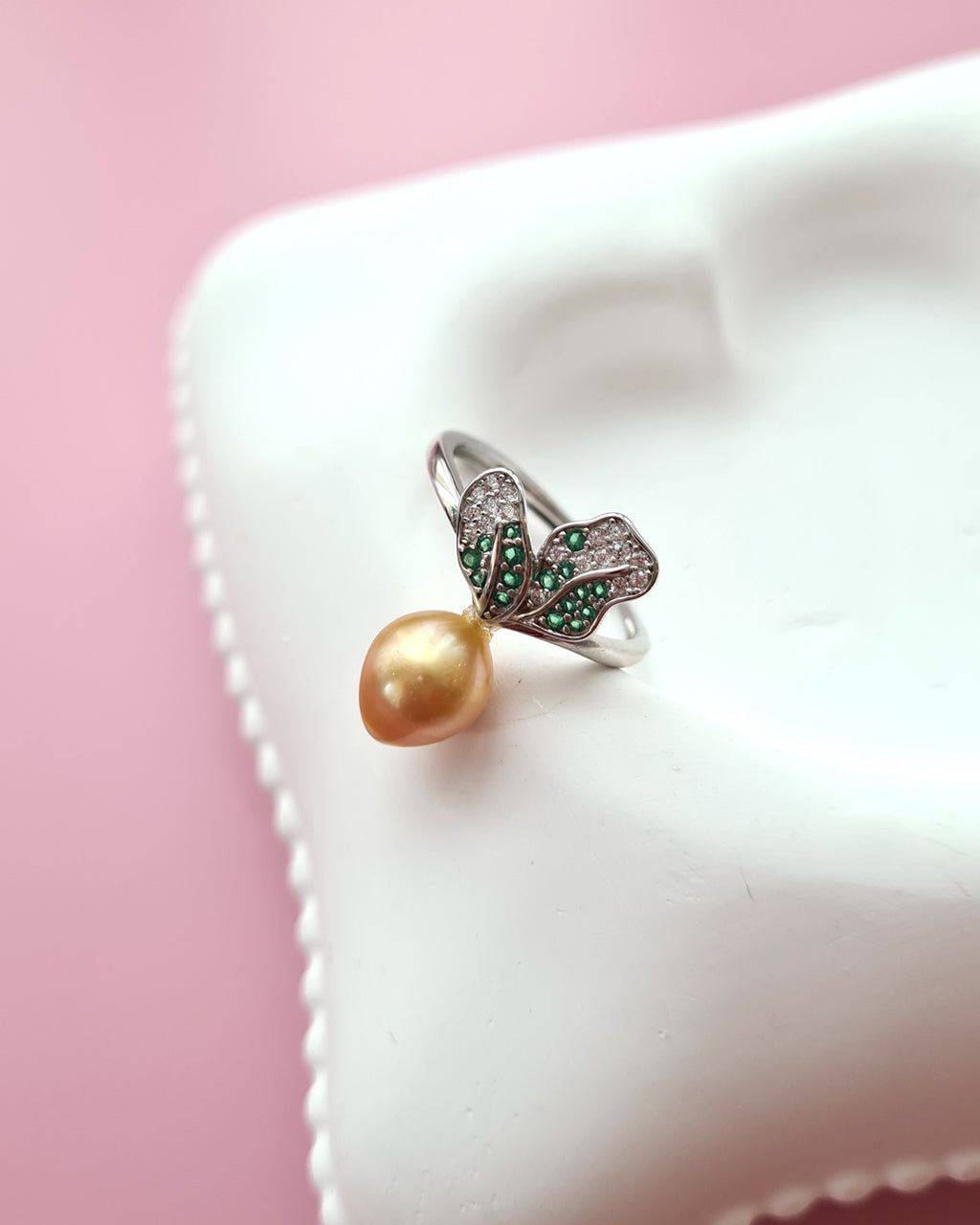 Cute Gold Carrot Ring, South Sea Pearl Ring, Singapore