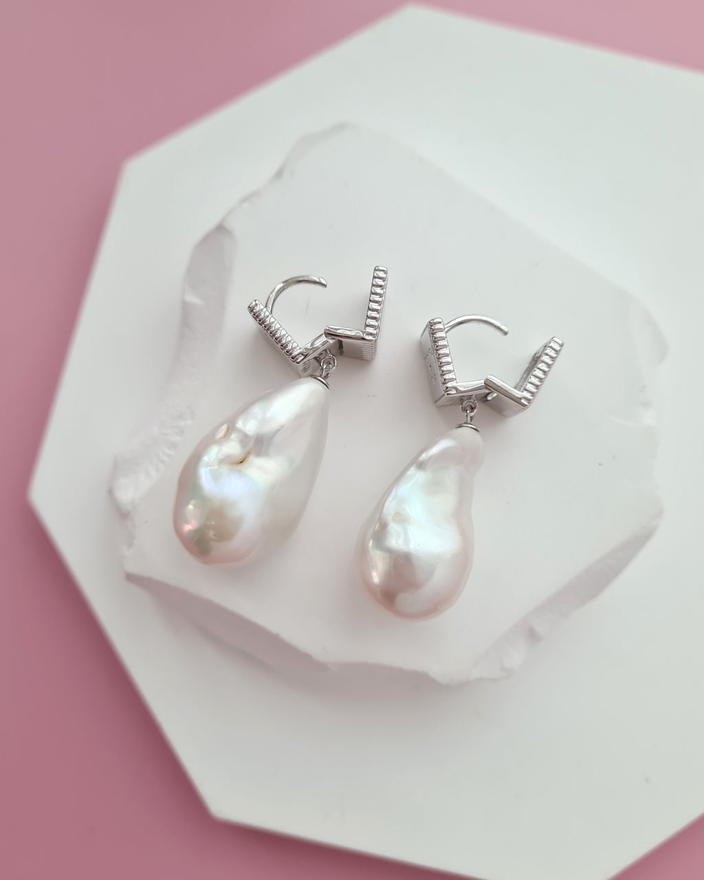 Statement White Baroque Pearl Earrings - Love Modern Pearl Earrings