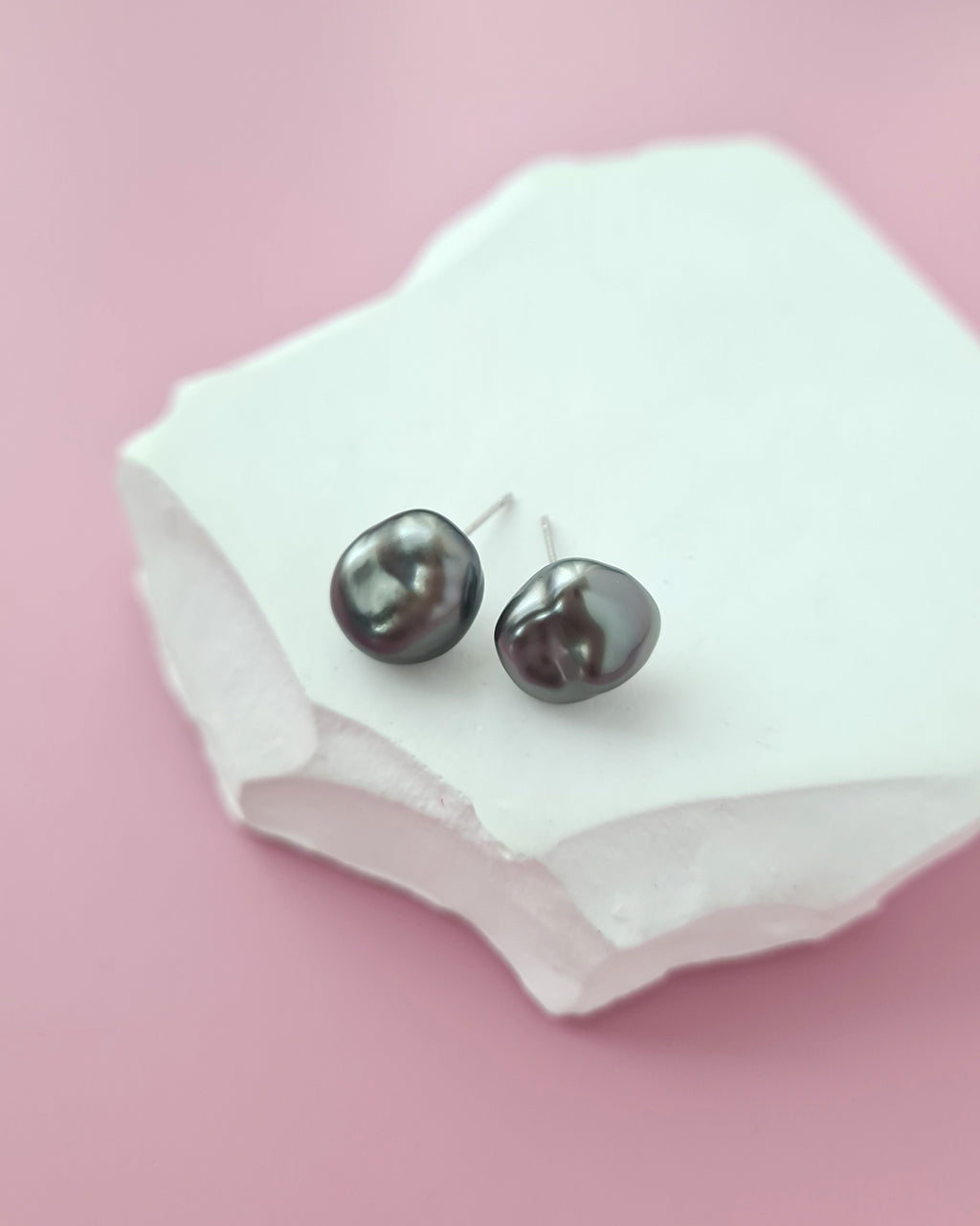 Tahitian Keshi Pearl Stud Earrings - 18k White Gold Pearl Jewelry Singapore