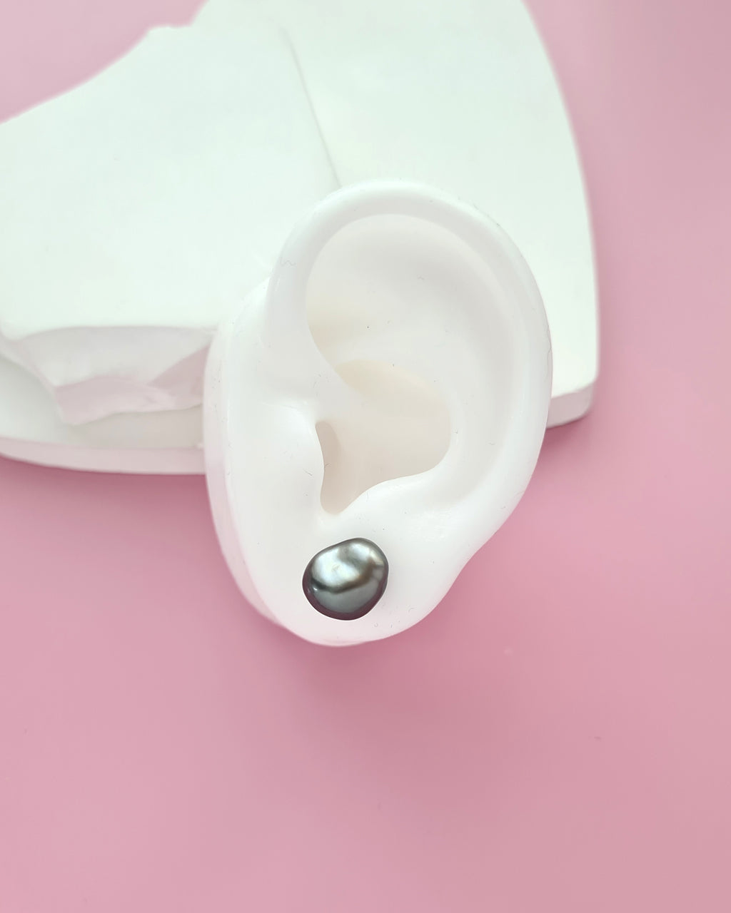 Dark Platinum Grey Tahitian Keshi Pearl Stud Earrings - 18k White Gold Pearl Jewelry Singapore