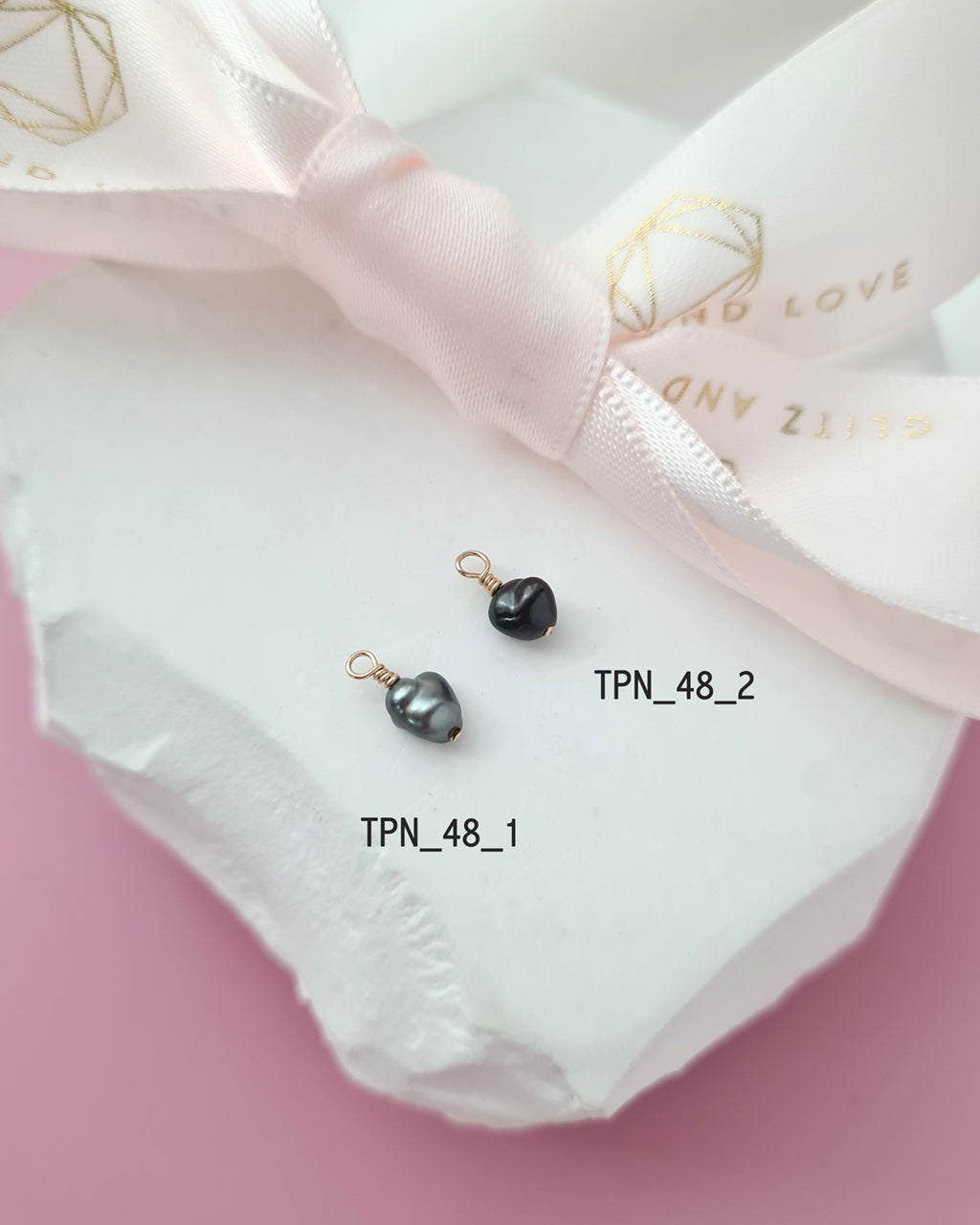 Tahitian Keshi Pearl Pendant Necklace, Tiny Heart Pearl Handmade Jewelry in Singapore