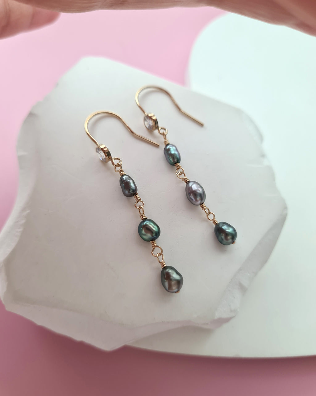 Tahitian Keshi Pearl Earrings, Pearl jewelry for modern women