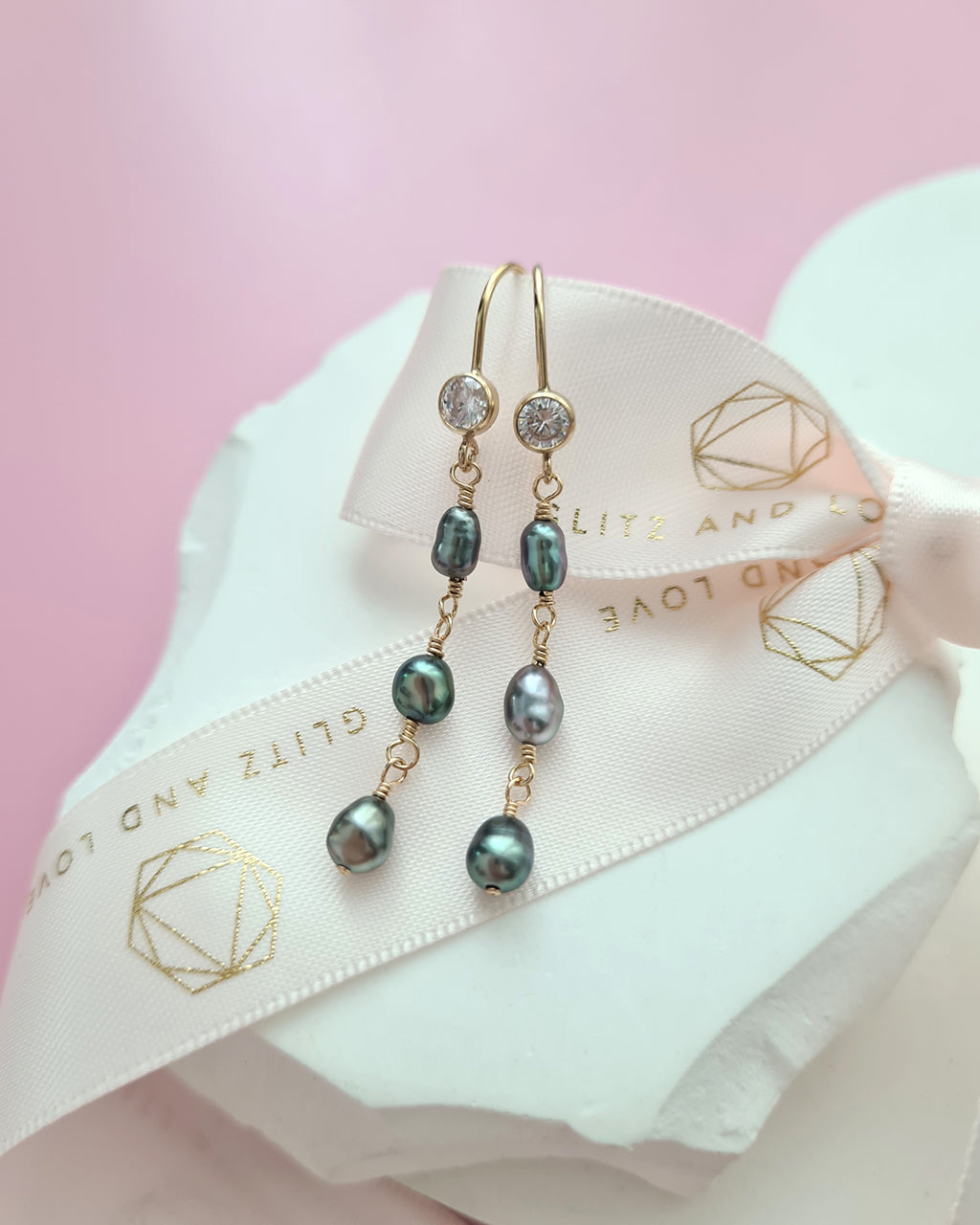 Tahitian Keshi Pearl Earrings, Pearl jewelry for modern women