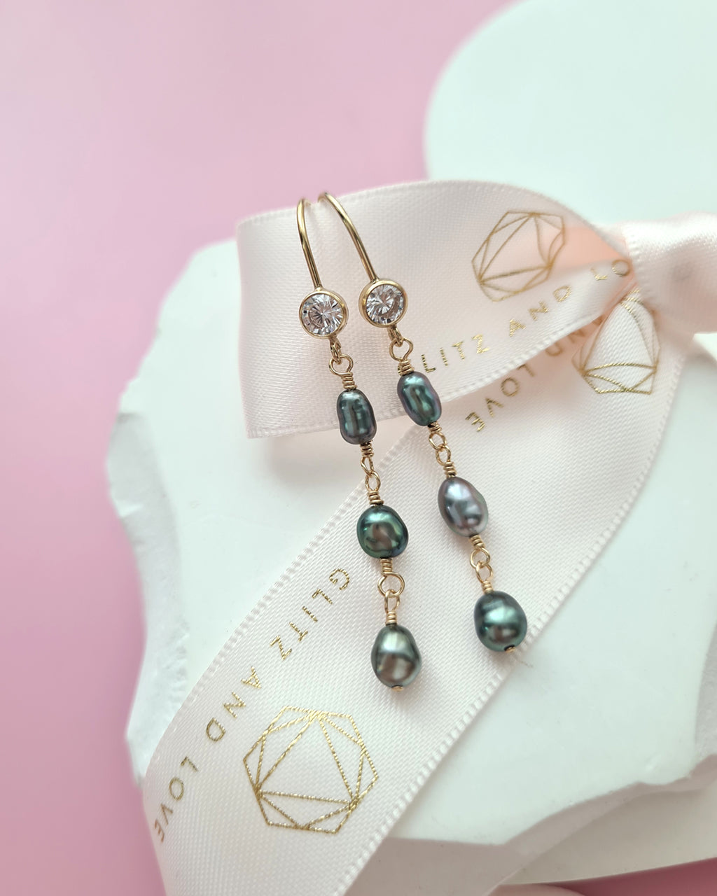 Tahitian Keshi Pearl Earrings, Pearl jewelry for modern women