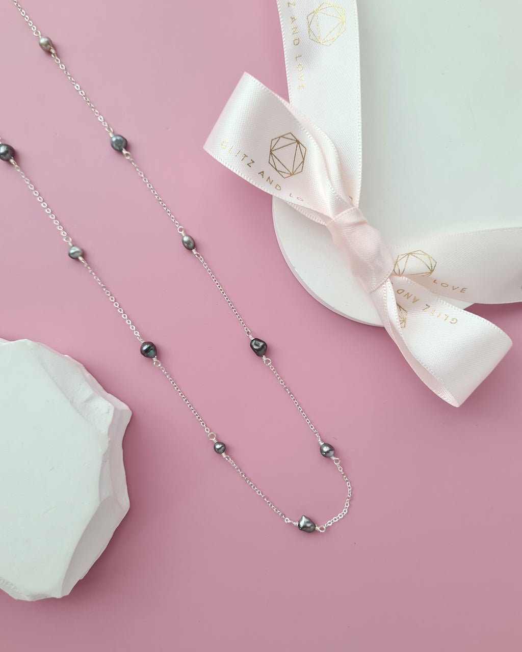 Tahitian Keshi Pearl Floating Pearl Necklace, Handmade Pearl Jewelry in Singapore