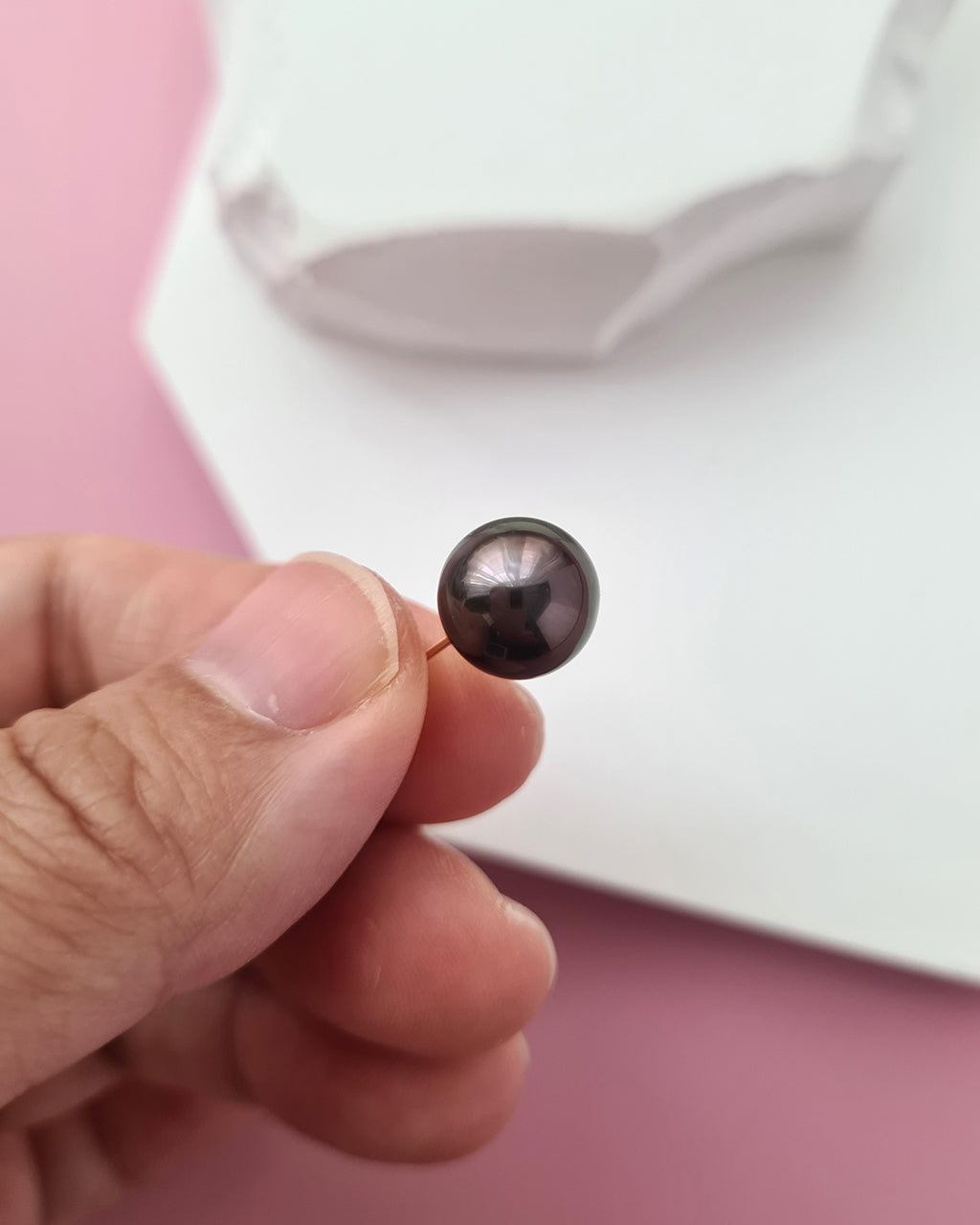 Tahitian Pearl 18K Gold Stud Earrings - 9.8mm+