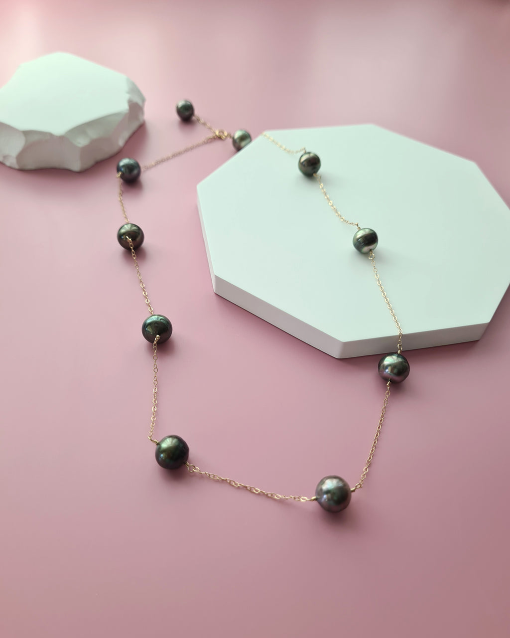 Tahitian Pearl Floating Pearl Necklace, Handmade Pearl Jewelry in Singapore