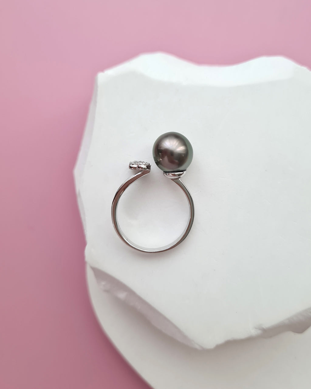 Tahitian Pearl Open Ring, Modern Pearl Jewelry in Singapore