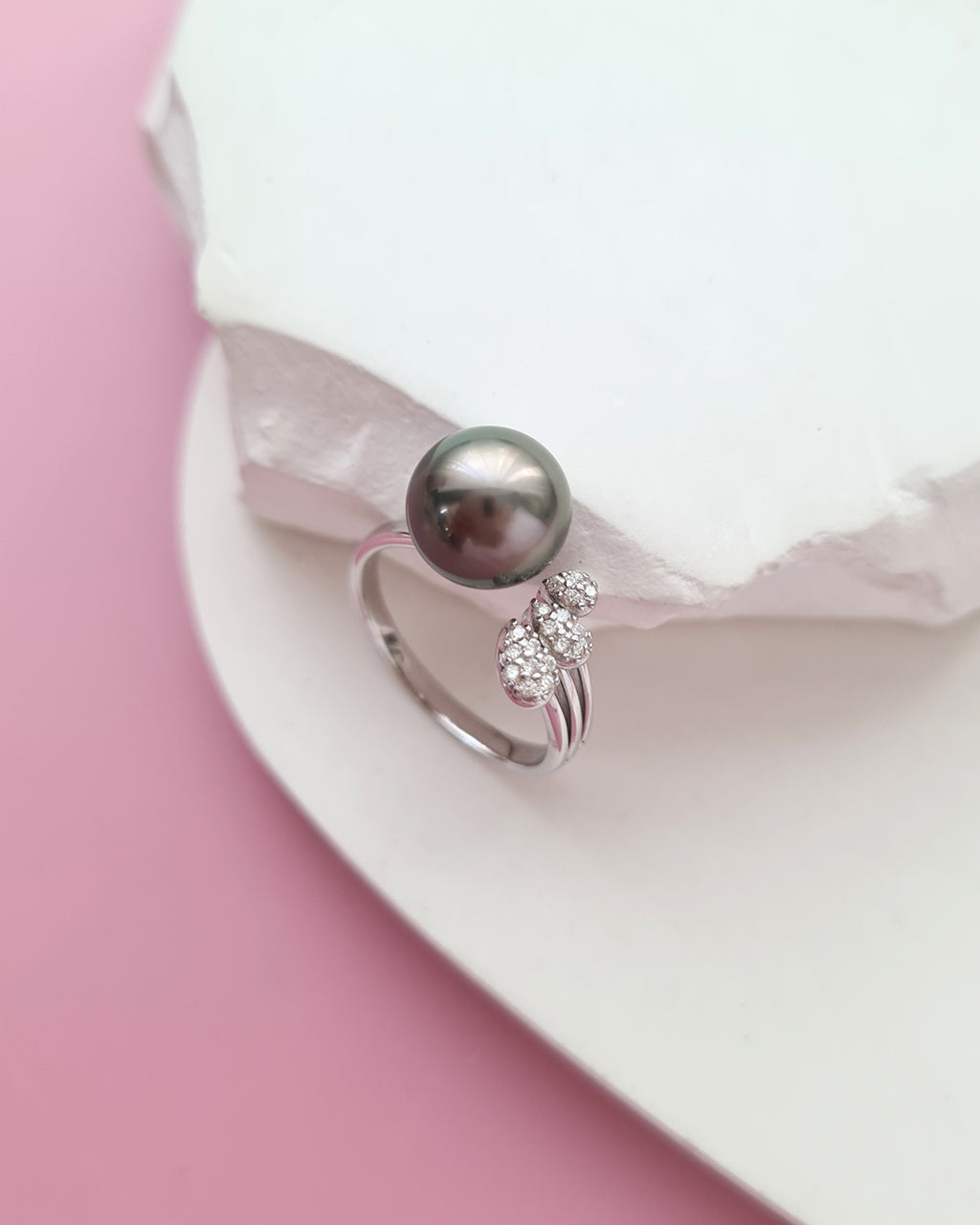Tahitian Pearl Open Ring, Modern Pearl Jewelry in Singapore