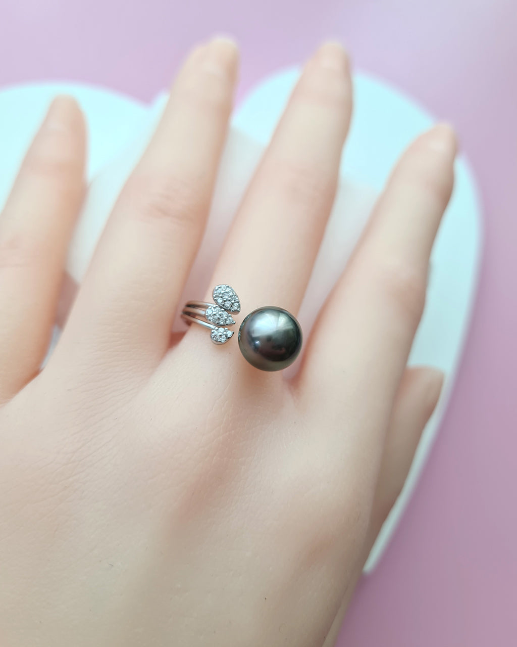 Tahitian Pearl Open Ring, Modern Pearl Jewelry in Singapore