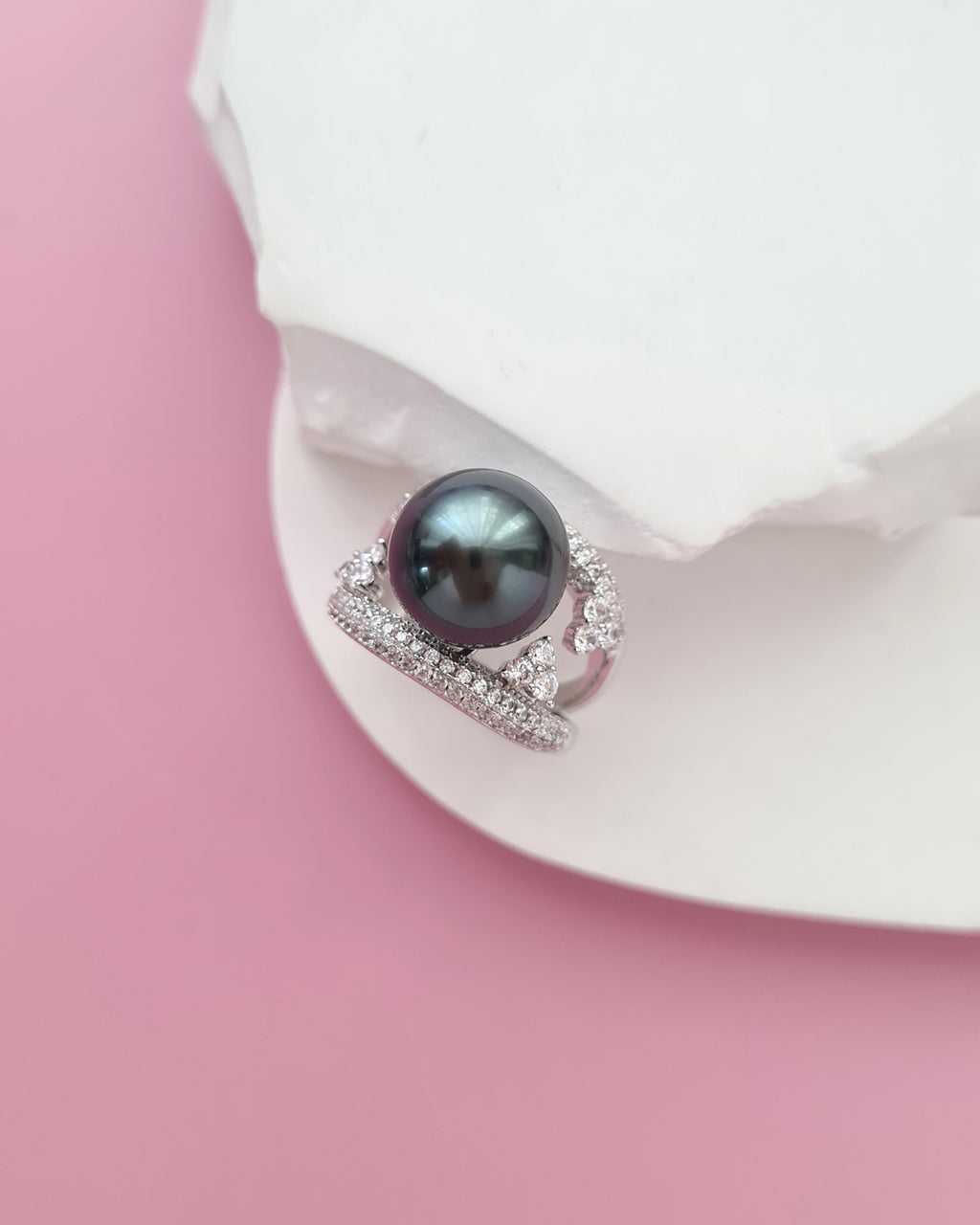Tahitian Pearl Ring 12mm, modern Pearl Jewelry in Singapore