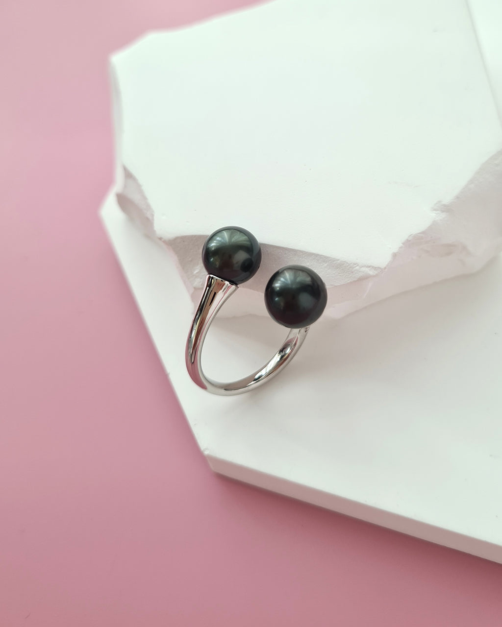 Double Pearl Tahitian Pearl Open Ring, Pearl Jewelry in Singapore