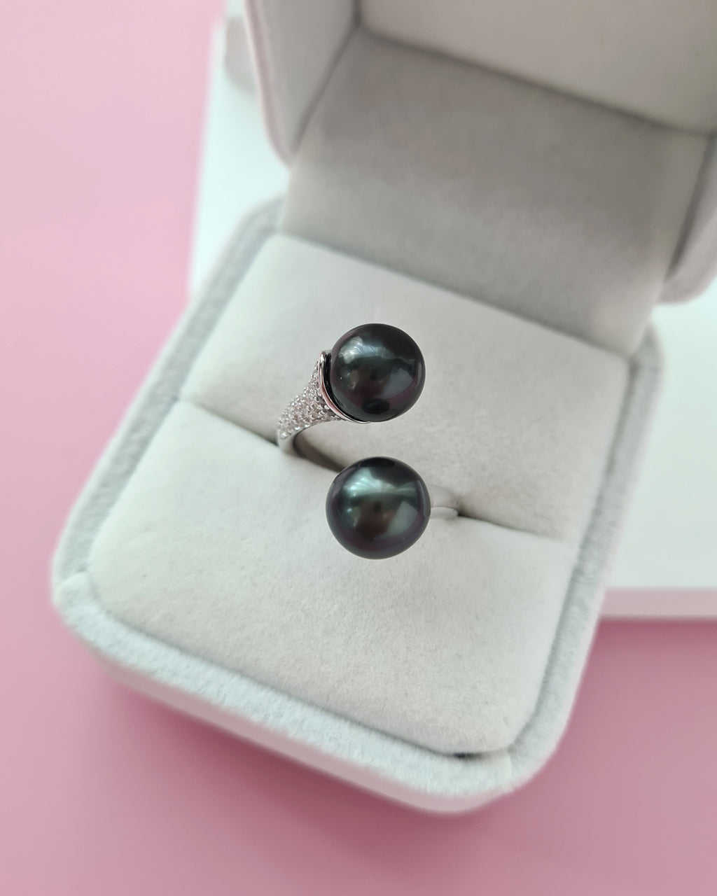 Double Pearl Tahitian Pearl Open Ring, Pearl Jewelry in Singapore
