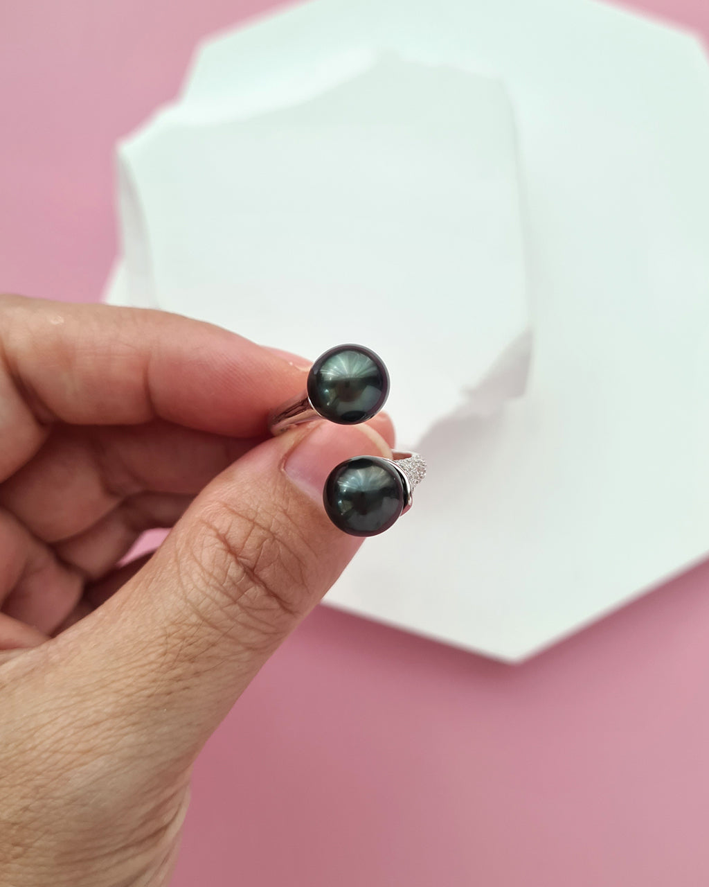 Double Pearl Tahitian Pearl Open Ring, Pearl Jewelry in Singapore