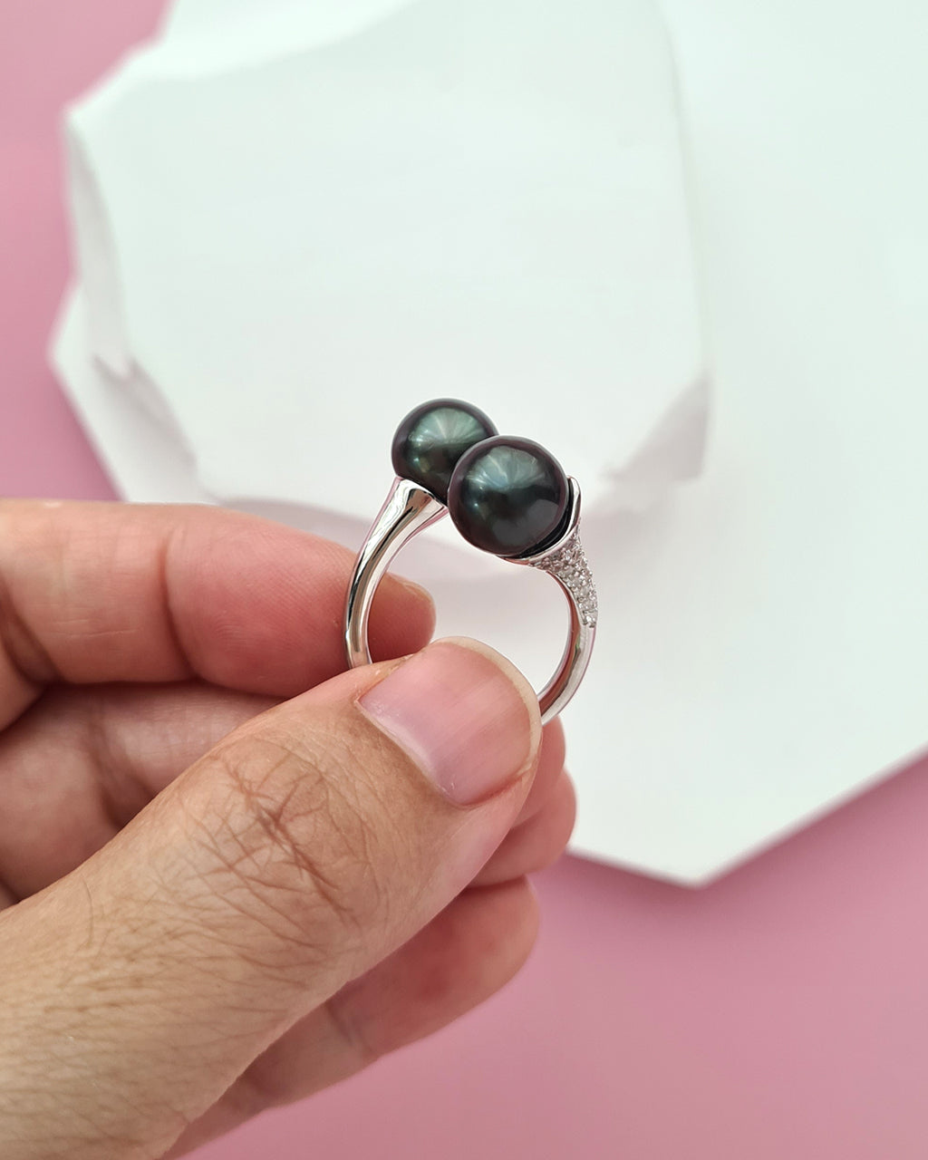 Double Pearl Tahitian Pearl Open Ring, Pearl Jewelry in Singapore